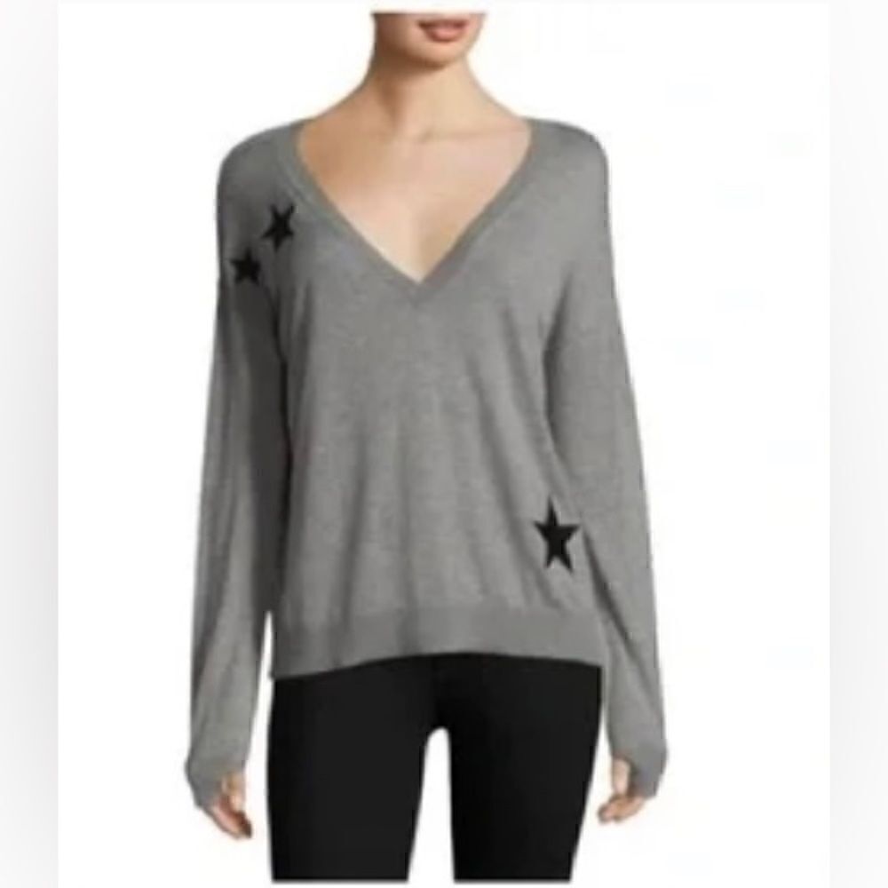 Feel the Piece Violetta Star V Neck Thumbhole Sweater